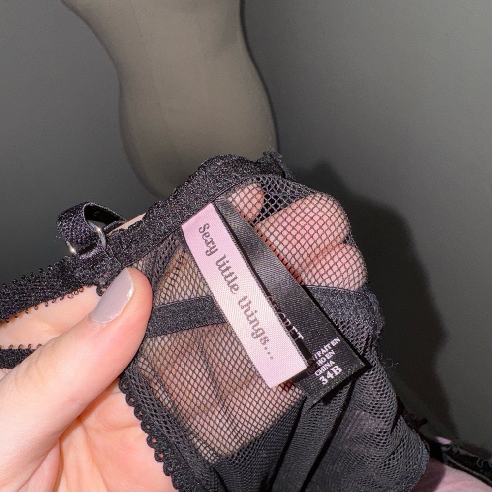 Victoria’s Secret 34B Sexy Little Things Pink Black Lingerie Baby Doll Dress - Picture 7 of 7